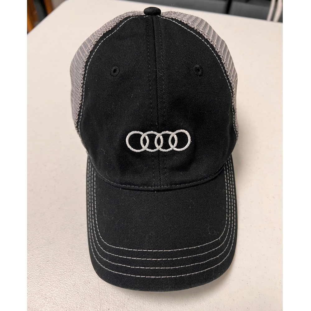 Audi Four Rings Logo Black Gray Mesh Trucker Hat Richardson 111 M/L